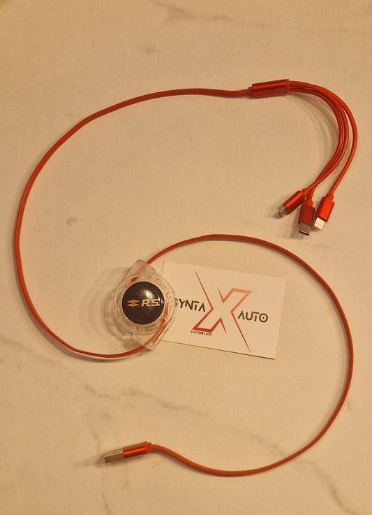 Câble de charge rapide USB Type-C, chargeur télescopique 3 en 1, Renault RS