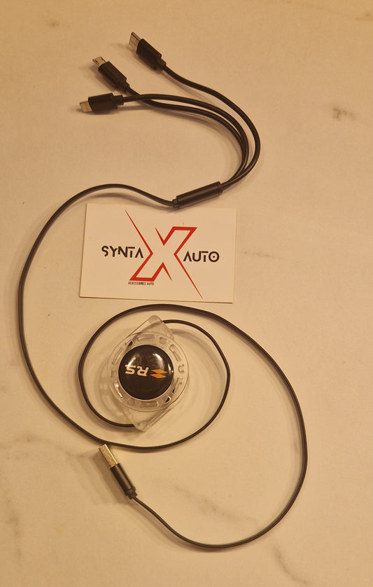 Câble de charge rapide USB Type-C, chargeur télescopique 3 en 1, Renault RS