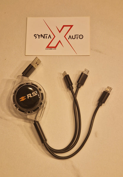 Câble de charge rapide USB Type-C, chargeur télescopique 3 en 1, Renault RS